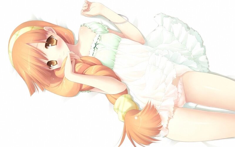 orange-haired girl in a dress