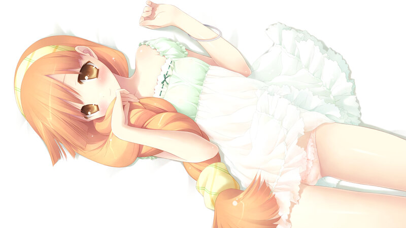 orange-haired girl in a dress