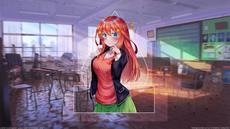 Orange-haired Girl in Classroom — Red