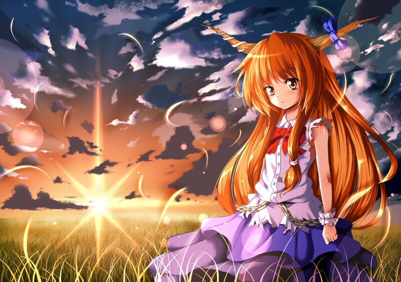 Orange-haired Girl in Field — Purple