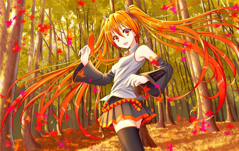 Orange-haired Girl in Forest — Orange