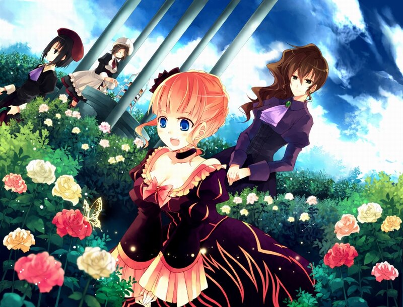 Orange-haired Girl in Garden — Purple
