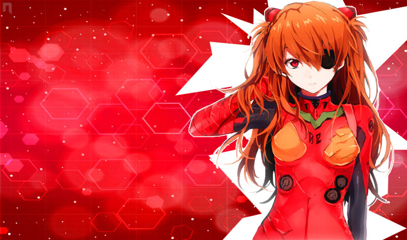 Orange-haired Girl in Red Suit — Dramatic, Anime, Red Background