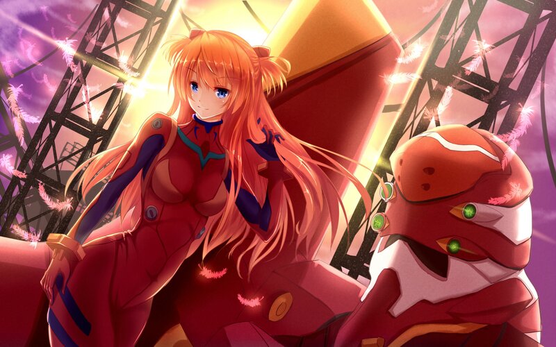Orange-haired Girl in Red Suit — Dramatic, Sunset