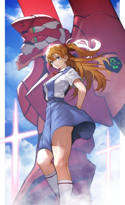 Orange-haired Girl in School Uniform — Blue, Dramatic