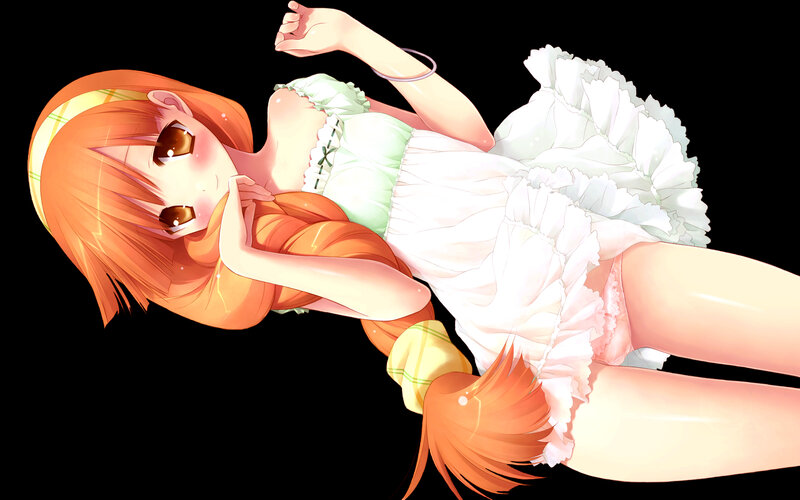orange-haired girl in white dress