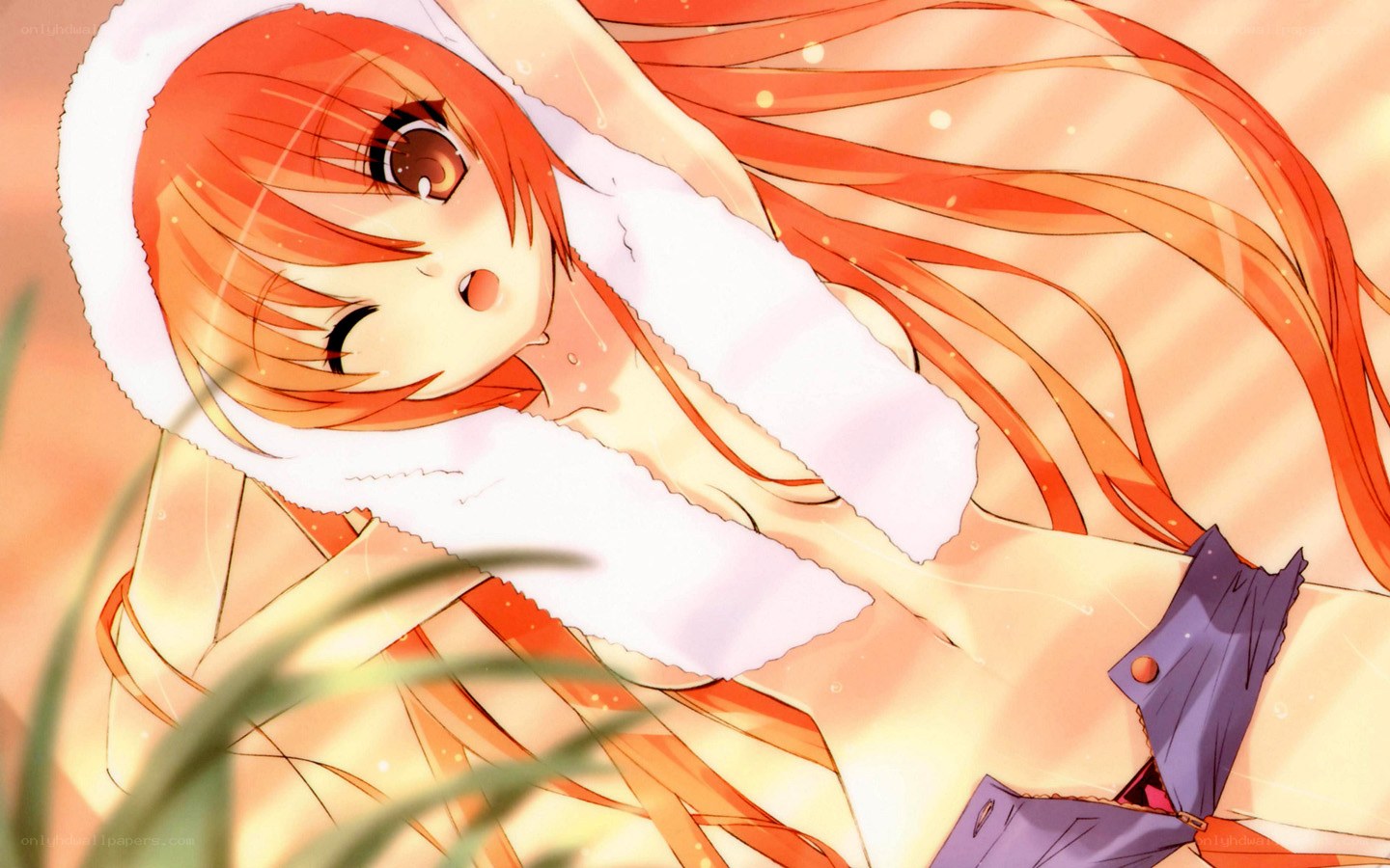 orange-haired girl in winter coat