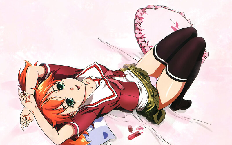 Orange-haired Girl Lying Down — Pink