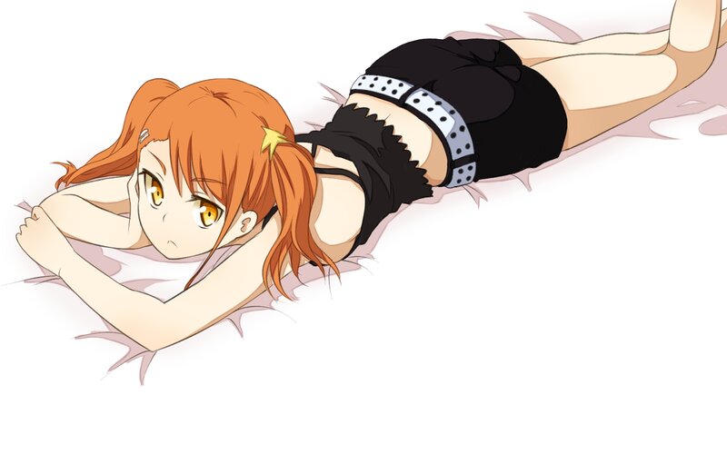 Orange-haired Girl Lying Down — White, Relaxed