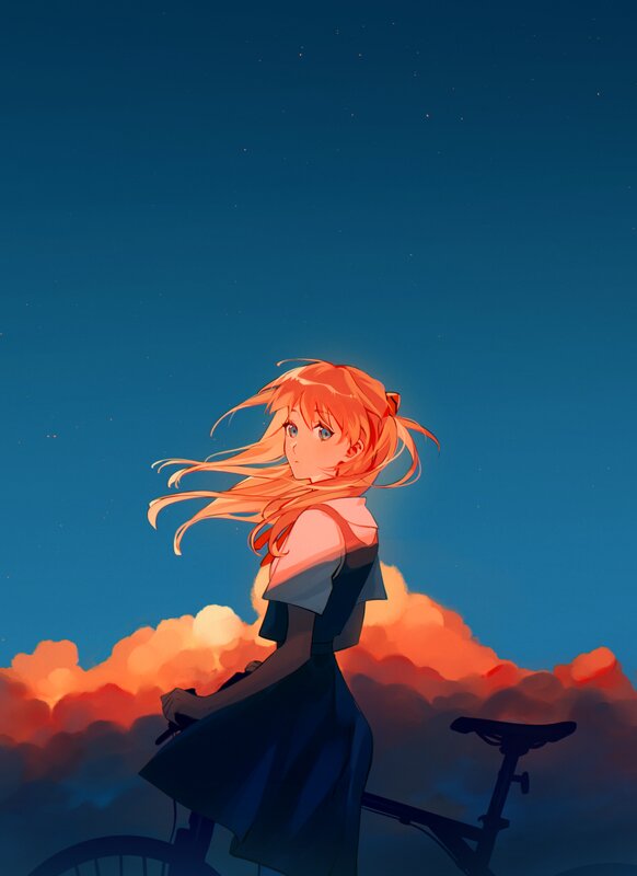 Orange-haired Girl on Bike