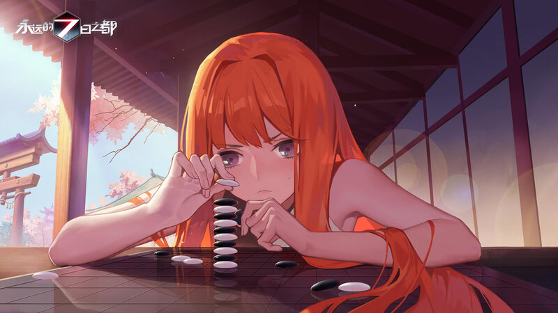 Orange-haired Girl Playing Go