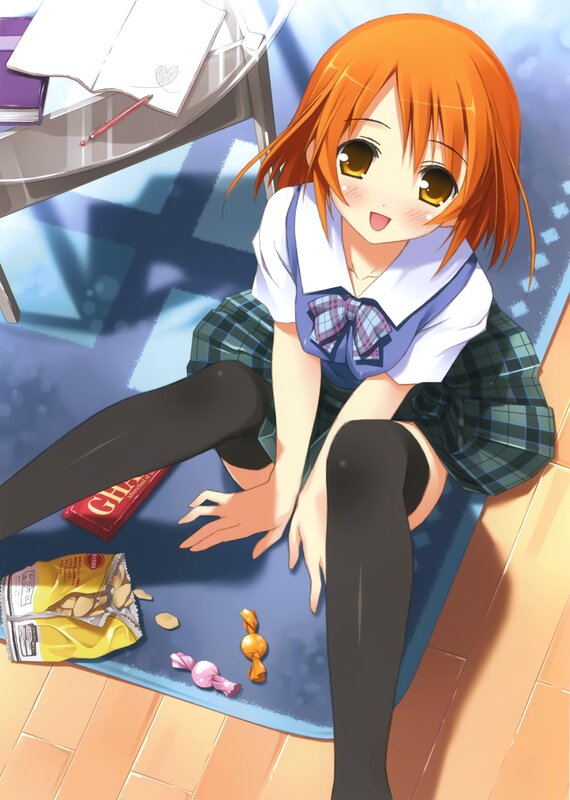 Orange-haired Girl Sitting — Orange, Cheerful