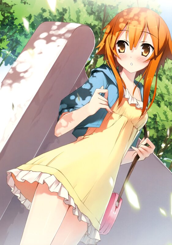 Orange-haired Girl Sitting — Orange, Serene
