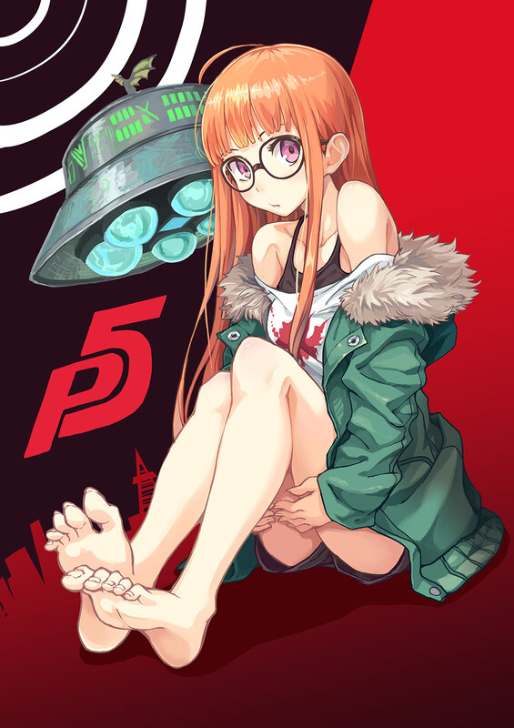 Orange-haired Girl Sitting — Red, Dramatic