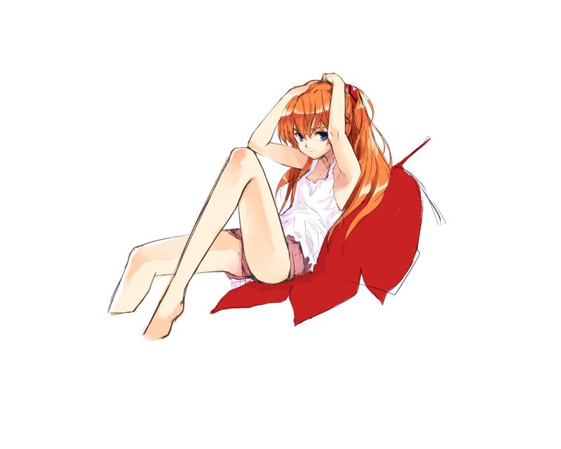 Orange-haired Girl Sitting — Red