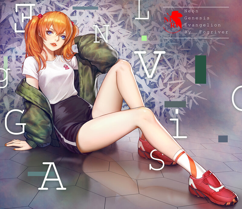 Orange-haired Girl Sitting — White