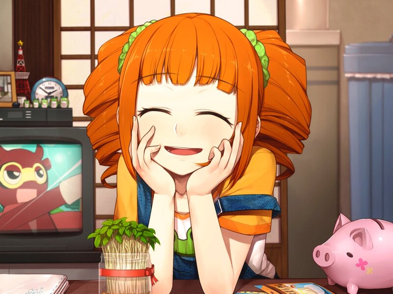 Orange-haired Girl Smiling — Orange
