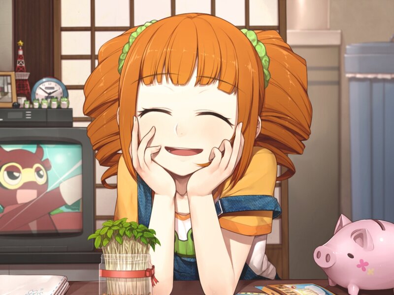Orange-haired Girl Smiling
