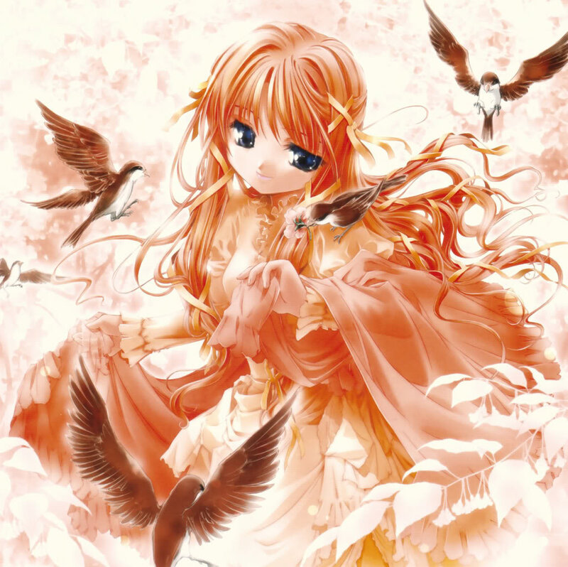 Orange-haired Girl with Birds