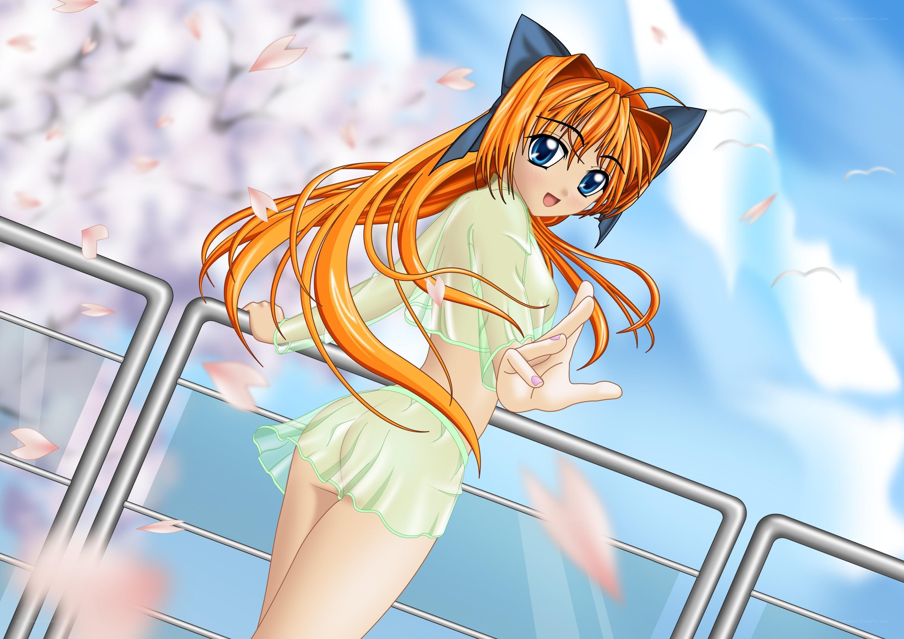 orange-haired girl with cat ears