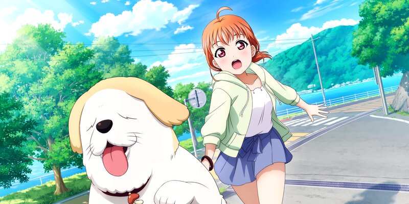 Orange-haired Girl with Dog