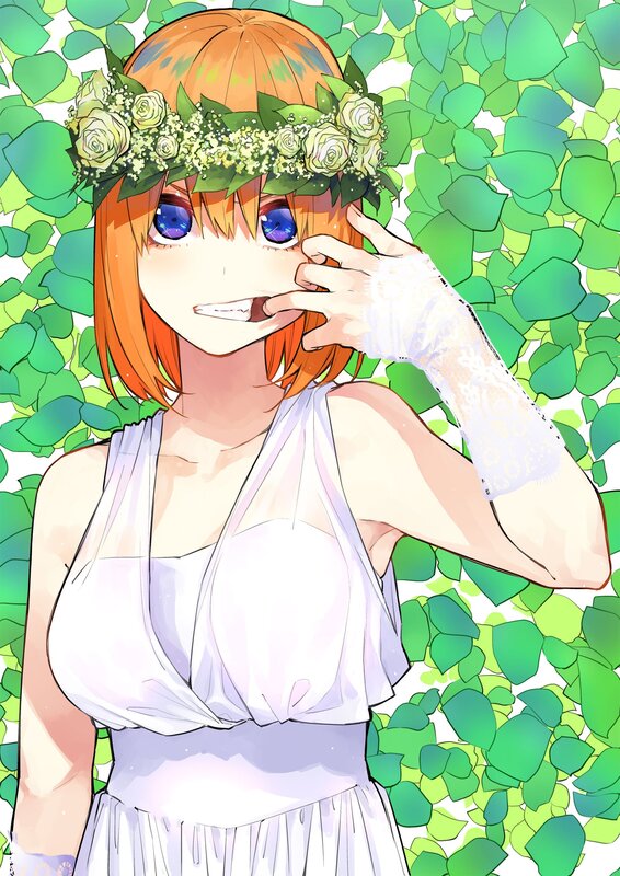 Orange-haired Girl with Flowers — Green