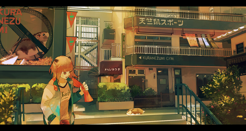 Orange-haired Girl with Hamster