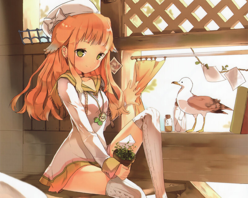 Orange-haired Girl with Seagull