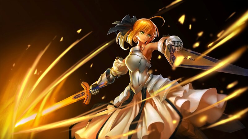 Orange-haired Girl with Sword — Gold