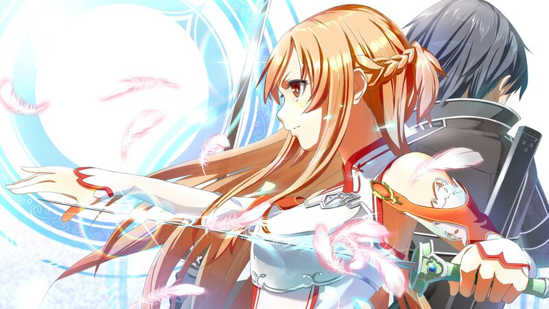Orange-haired Girl with Sword — White, Dramatic, Anime, Feather