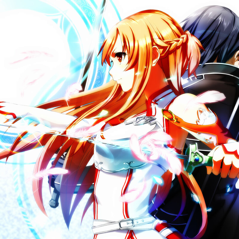 Orange-haired Girl with Sword — White, Dramatic