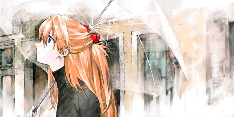 Orange-haired Girl with Umbrella