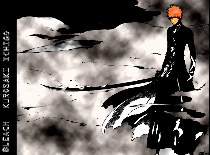 Orange-haired Man with Sword — Black, Dramatic, Manga
