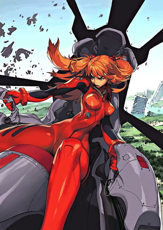 Orange-haired Pilot in Red Suit — Dramatic