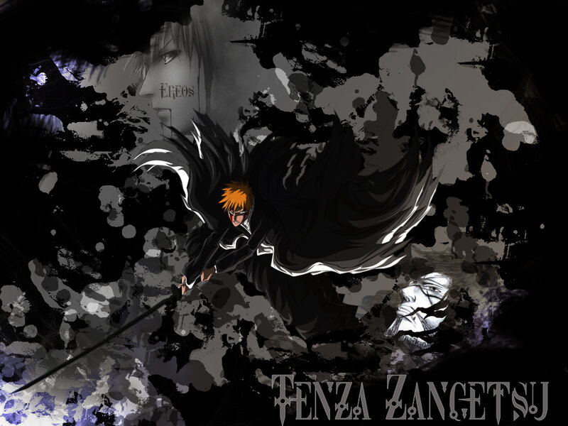 Orange-haired Warrior — Black, Dramatic, Anime, Sword, Black Cloak