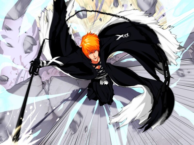 Orange-haired Warrior — Black, Dramatic, Anime, Sword