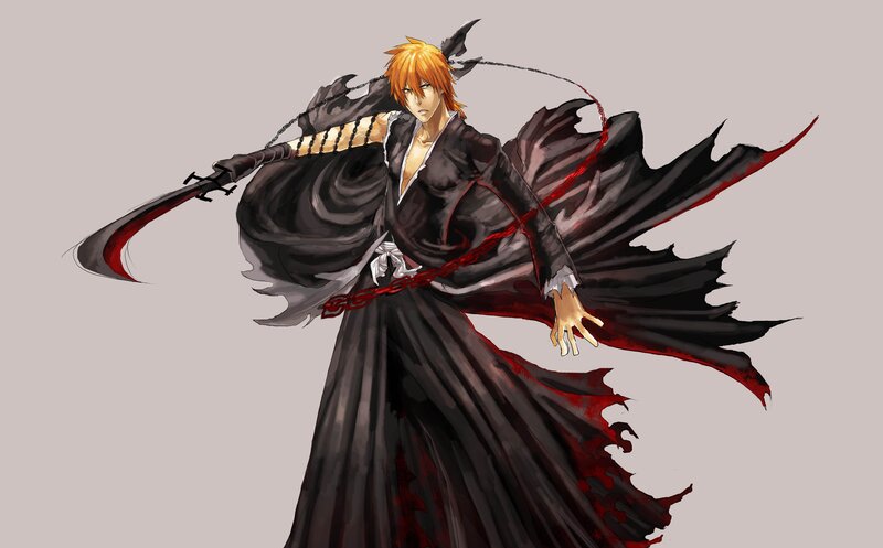 Orange-haired Warrior — Black, Dramatic, Anime