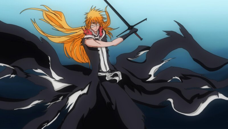 Orange-haired Warrior — Blue, Dramatic, Anime, Sword
