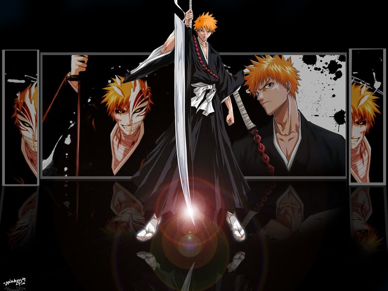 Orange-haired Warrior with Sword — Black, Dramatic, Night