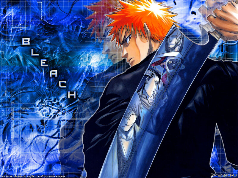 Orange-haired Warrior with Sword — Blue, Dramatic, Manga