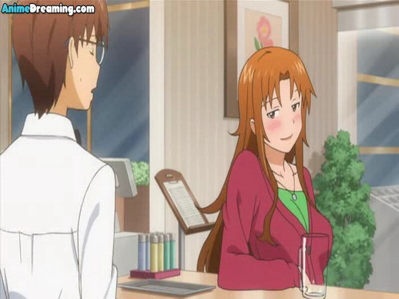 Orange-haired Woman at Counter