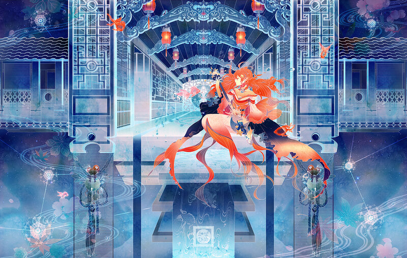 Orange-haired Woman in Palace
