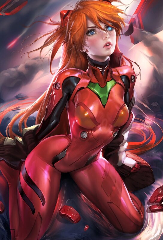 Orange-haired Woman in Red Suit — Dramatic
