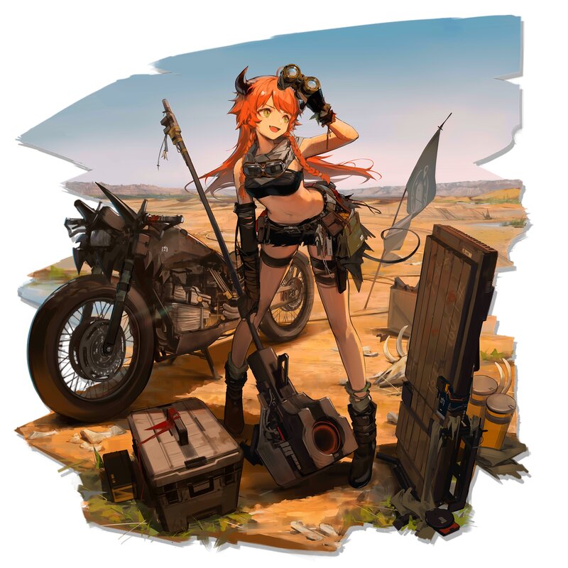 Orange-haired Woman with Motorcycle