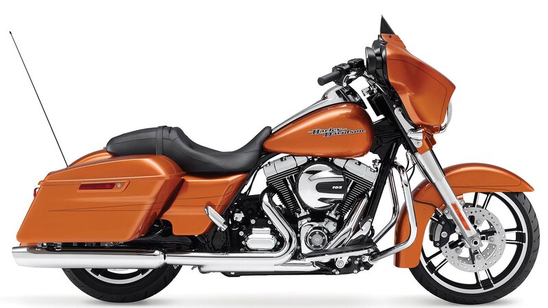 Orange Harley-davidson Motorcycle — Neutral, Photograph, Saddlebags