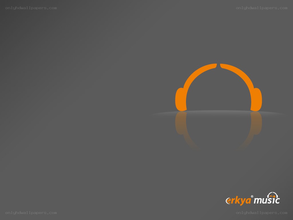 orange headphones on gray background