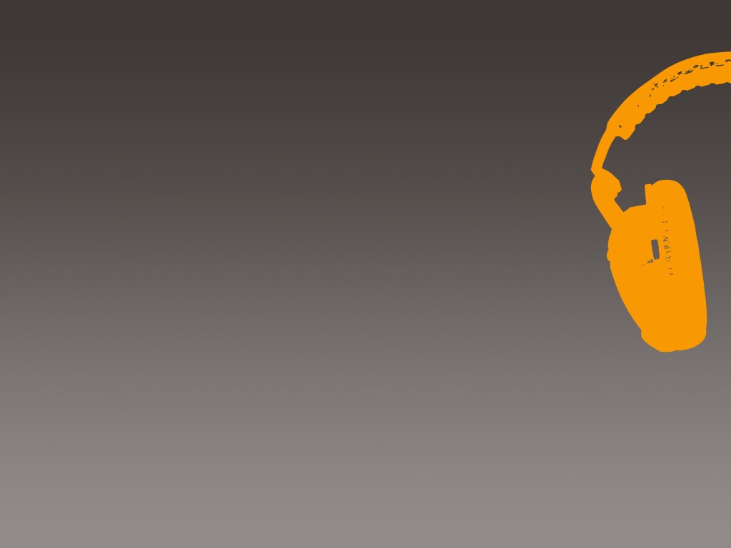 orange headphones on gray background