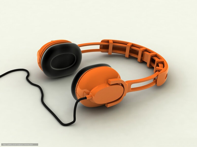 orange headphones on white