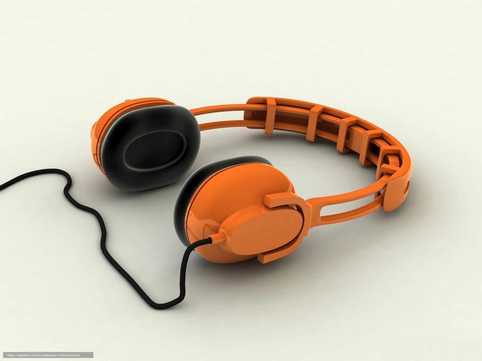 orange headphones on white