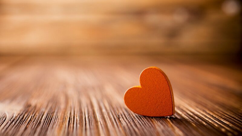 Orange Heart on Wood